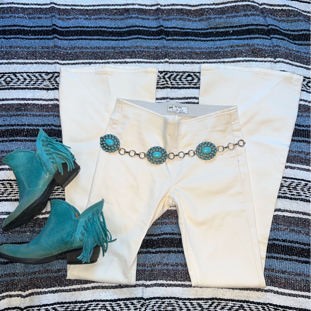FREE PEOPLE White Flare Pants
